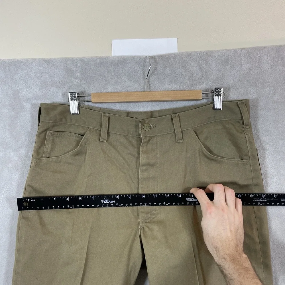 True Vtg 60s Lee Westerner Pants Mens 36x29 Cotton Talon Zipper Green USA Union